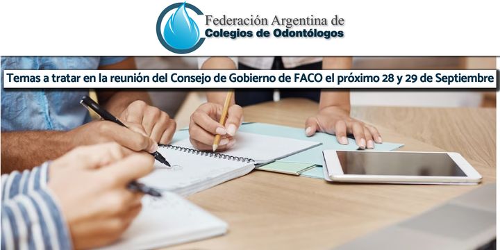 Temas a tratar en la reunión del Consejo de Gobierno de FACO el próximo 28 y 29 de Septiembre